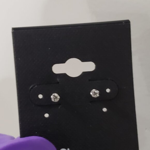 Swarovski Crystal Element - Stlg Silver Overlay Clear Stone "Tiny" Stud Earrings - Picture 11 of 11